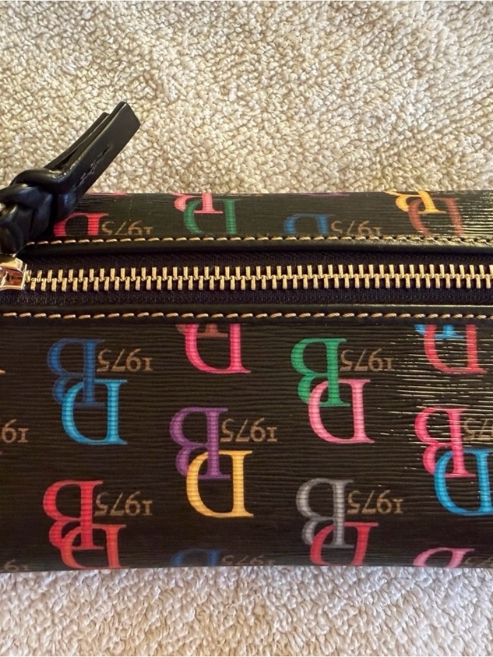 Dooney & Bourke DB75 Small Brenna Satchel NWT + Matching Wallet Rainbow Monogram - Picture 9 of 11